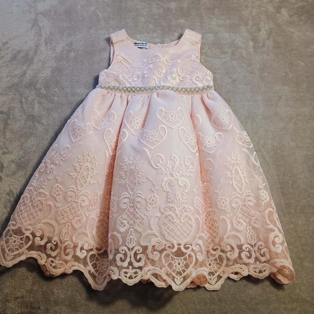 Blueberi Boulevard Dress Girls 18-24 Months Pink Lace Tutu Pearl Party Dress 18M